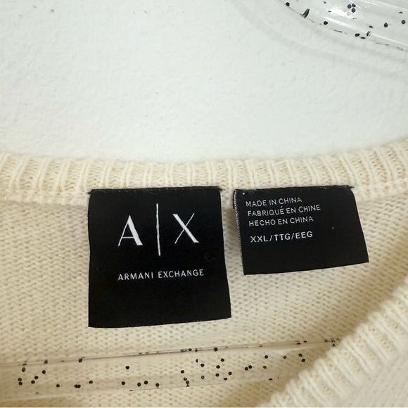 ARMANI EXCHANGE Cream Red Lam-wool Blend Long Sleeve Knit Casual Neutral Sz XXL - Picture 3 of 9